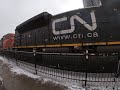 CN A631 death star leader with CN 8908 pulling 4 locomotives traveling in the halton sub.