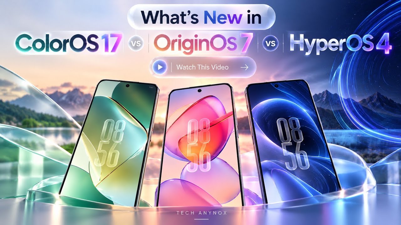 Ba điện thoại chạy ColorOS 17, OriginOS 7 và HyperOS 4 đặt cạnh nhau