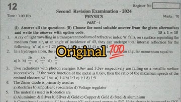 12th physics second revision exam original question paper 2024
