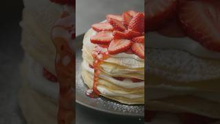 Strawberry Mille Crepe Cake ASMR 🍓 So Soft &amp; Creamy! #shorts #food