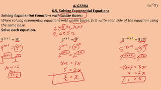 A 6.5, Solving Exponential Equations