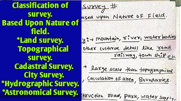Classification of survey based upon nature of field | land survey | hydrographic survey