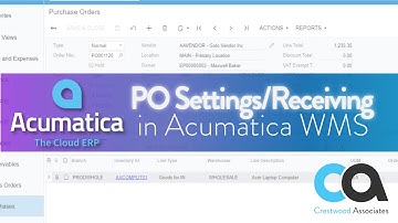 PO Settings and PO Receive [Acumatica WMS Warehouse Management]