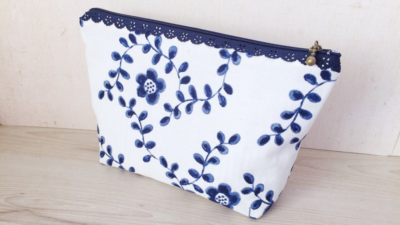 裏付きレースファスナーポーチの作り方 けーことん How To Make A Zip Pouch With Lace Youtube