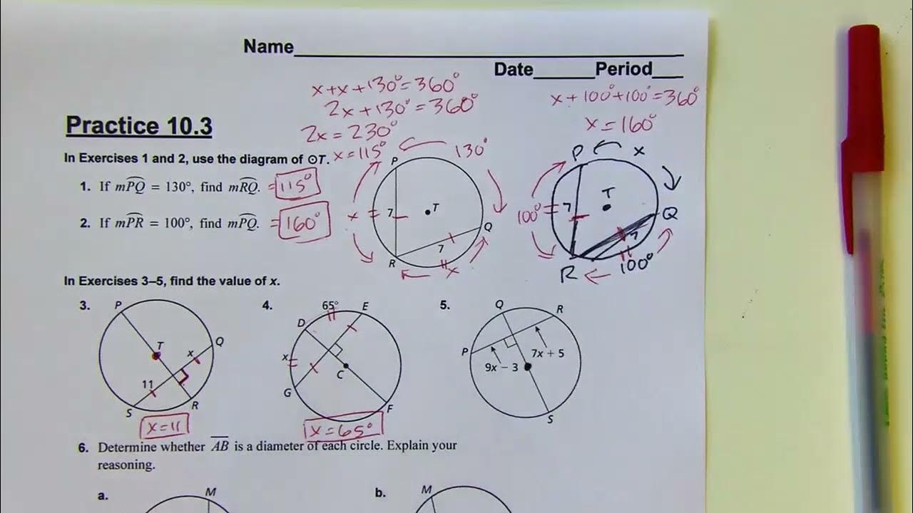 Geometry Big Ideas 10.3 Practice YouTube