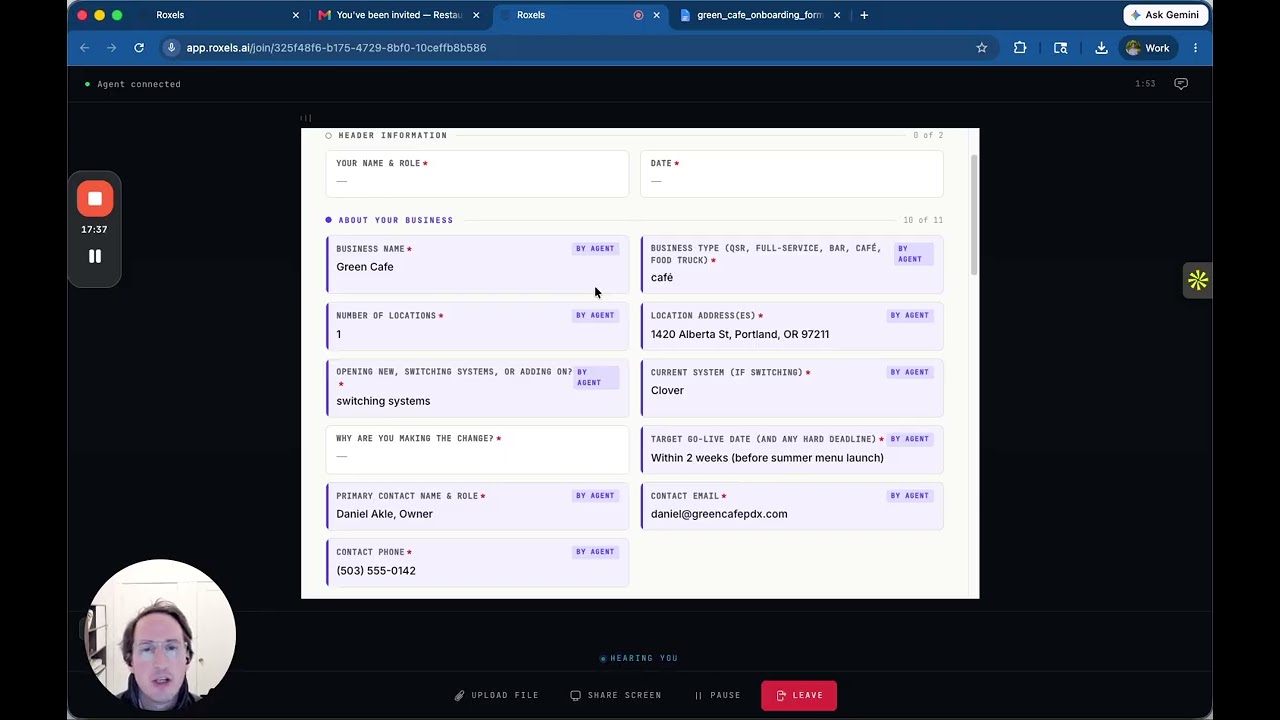 Roxels demo, Form filling