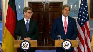 Secretary Kerry Delivers Remarks With German Foreign Minister Westerwelle