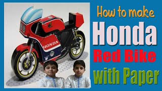 Red Honda Bike make with Paper | 3D Paper Toys |