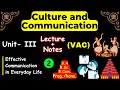 Lecture Unit - 3 Part - 2 | Effective Communication in Everyday life | Culture &amp; Communication (VAC)