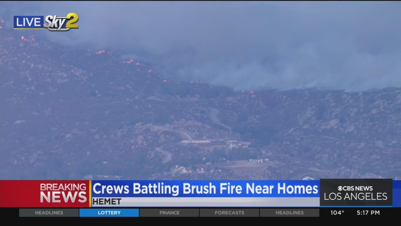 Crews battling 500-acre brush fire in Hemet - YouTube