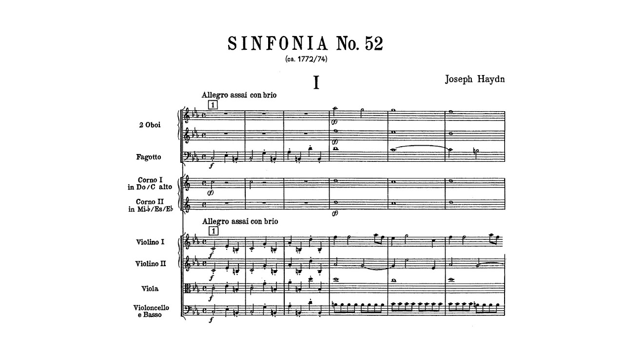 Haydn: Symphony No. 52 in C minor (with Score)