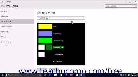 Windows 10 Tutorial High Contrast Settings Microsoft Training