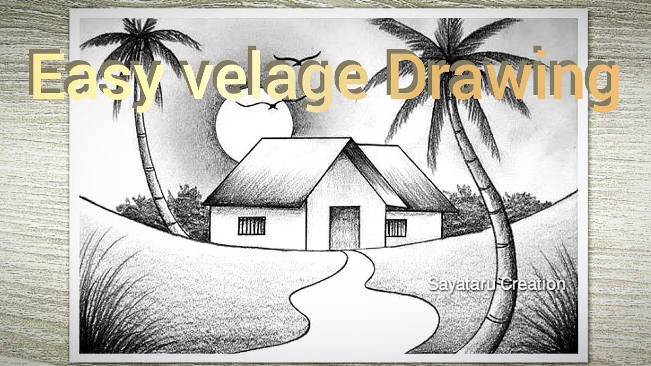 Simple Village Scenery Drawing 😍 | Pencil Art That Will Relax Your Mind