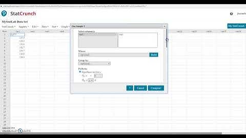 Confidence Interval for a Mean with Data using Statcrunch