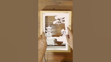 A 3D Landscape Lightbox Template Featuring Temple Sunrise Paper Cut Light Box.