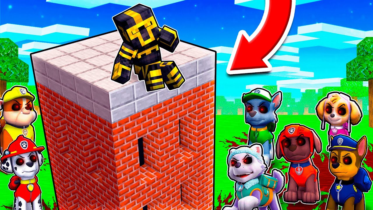 CONSTRUYE PARA SOBREVIVIR A PERSONAJES DE PAW PATROL .EXE EN MINECRAFT 😱