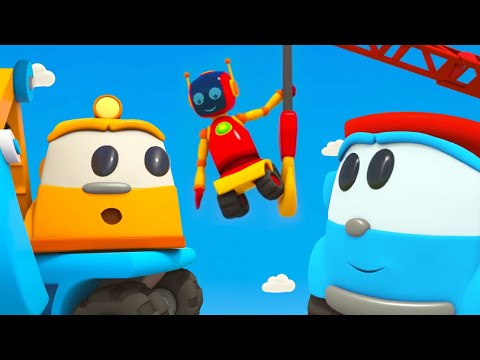 Zeichentrickfilm für Kinder. Leo und seine Freunde bauen einen Kran. Kindercartoon auf Deutsch