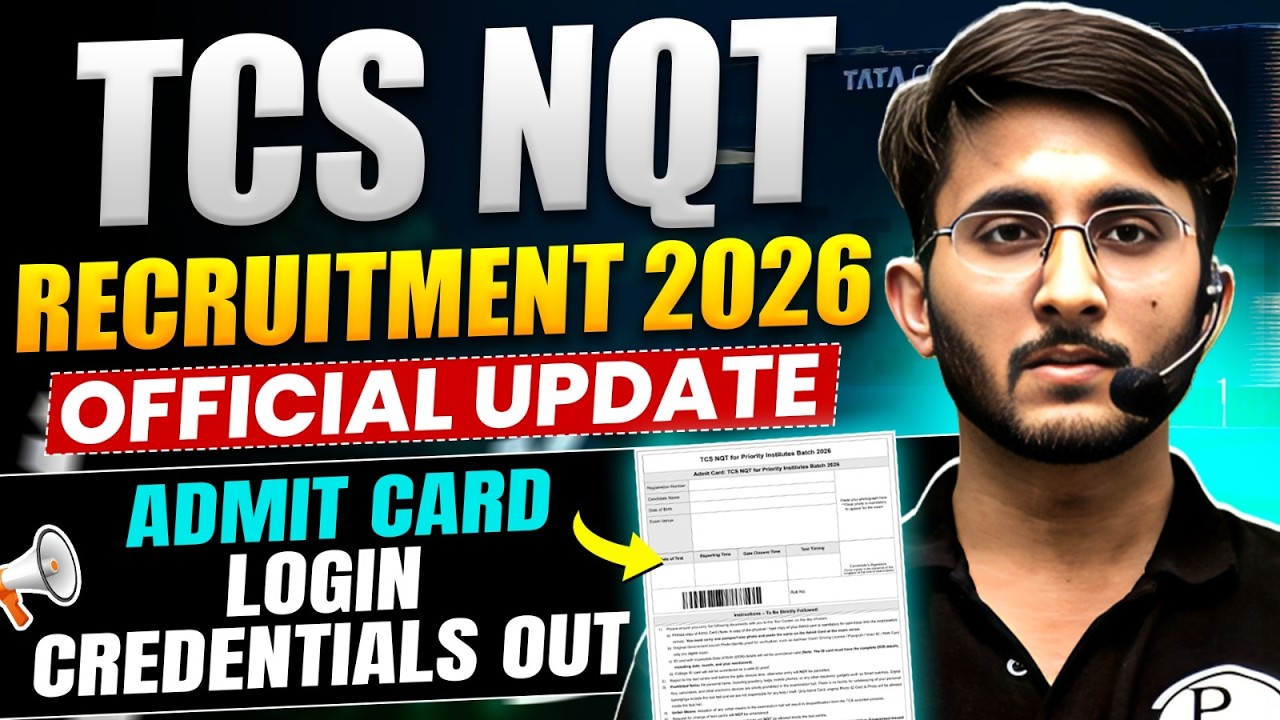 TCS NQT Recruitment 2026 | Admit Card Login Credentials Out | TCS ...