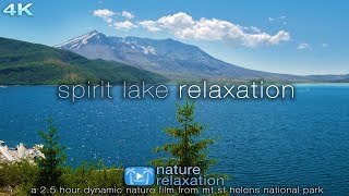 Spirit Lake Relaxation: 2.5 Hr Ambient 4K Nature Film (With Lake Sounds) Mt St Helens, Washington