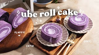 Ube Roll Cake | with ube whipped cream | bake with me