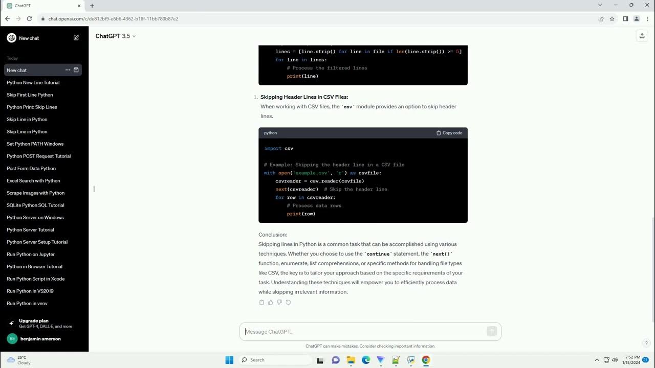 how to skip reading a line in python - YouTube
