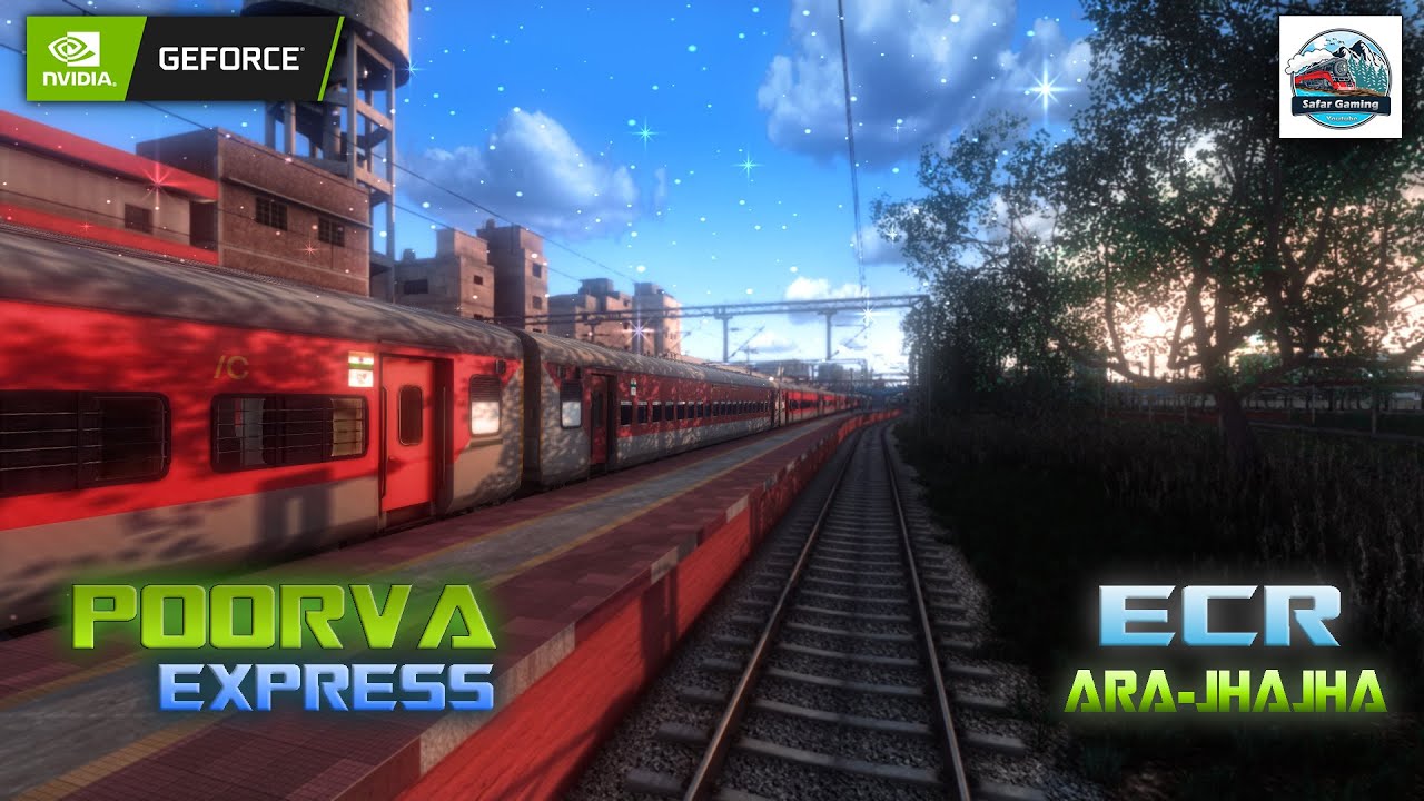 Poorva Express Arrive Patna J. 4K Realistic Graphice & LHB Track Sound #railworks #trainsimulator