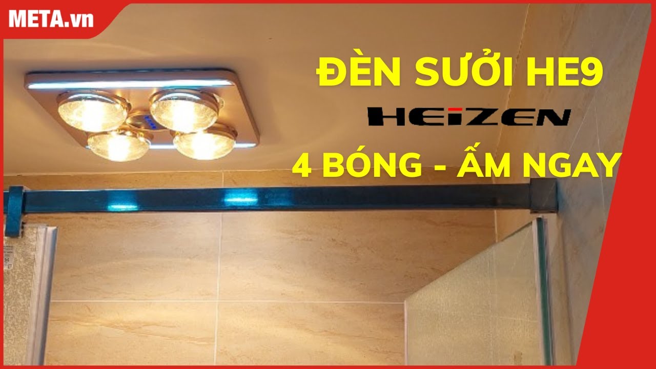 Đèn sưởi nhà tắm 4 bóng âm trần LED HE9 có điều khiển từ xa | META.vn