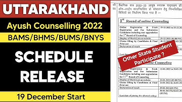Uttarakhand AYUSH counselling 2022 Start Official Schedule Release | Registration Date, College