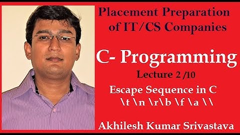 Placement Preparation Videos: C- Programming (Escape Sequence \t \a \b \f \r \n) (2/5)