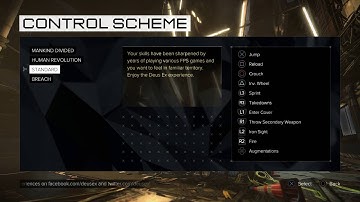 Deus Ex: Mankind Divided - Dual Shock 4 Control Button Layouts (Human Revolution, Standard, Breach)