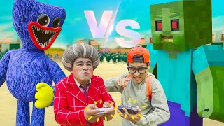 Scary Teacher 3D in real life : Nick Remote zombie minecraft VS Remote Huggy wuggy & Miss T