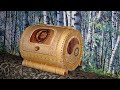 Хлебница Инь Ян из бересты. Breadbox a cylinder made of birch bark with your own hands. DIY