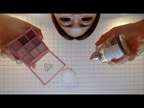 ASMR.sub 横になって受けるメイク|クレンジングする音、メイクする音、髪をとかす音