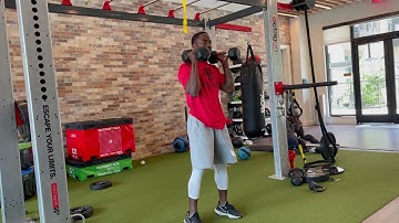 DB Half burpee + DB Curl + DB Front Squat