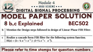 12.Digital Signal Processing (DSP) Q8 b,c Model Paper Solution 5th Sem ECE 2022 Scheme VTU BEC502