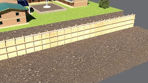 Construction of reinforced concrete retaining wall.