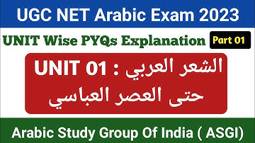 UNIT Wise PYQs | Part 01  | UNIT 01 | 2004-2007 | UGC NET Arabic | 2023 Exam | Abdul Azeem Bilali