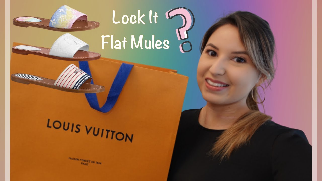 Louis Vuitton, Shoes, Louis Vuitton Lock It Flat Mule Size 39 Shoe Bags  Included