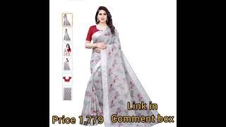 Siril Womens Printed Woven Poly Cotton Saree With Blouse Piece