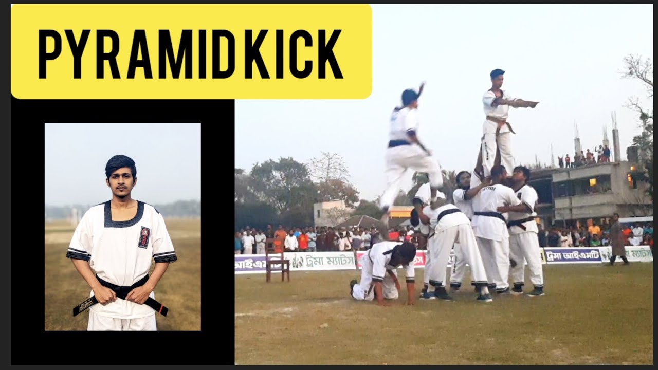 Butthan Martial Art Pyramid Kick Wooden Board Breaking 12 feet high