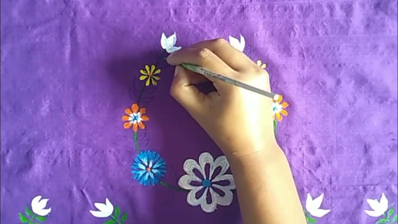 new fabric design mekhela sador//fabric painting 🎨 YouTube