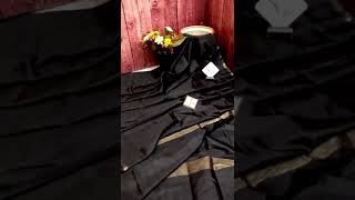Dark Black Color Bishnupur Silk with Zari Border screenshot 5