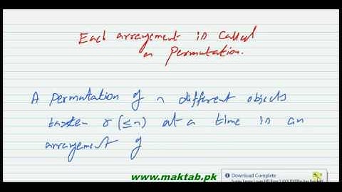 FSc Math Book1, Ch 7, LEC 4: Permutation