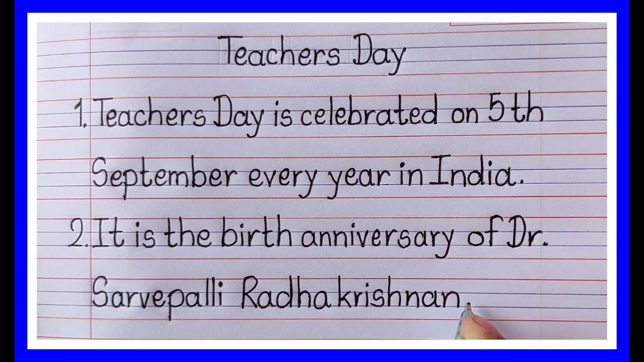 5 lines on Teachers Day for Class 1-Essay Writing - YouTube