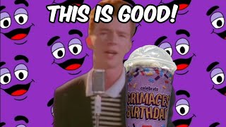 Rick Astley tries the Grimace Shake