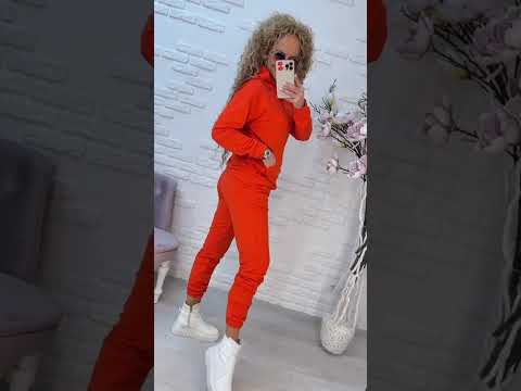 Стильний жіночий спортивний костюм (Розмір S (42–44), M (46–48), L (50–52)), Оранжевий, видео 1