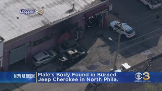 Man body found in burned vehicle in North Philadelphia