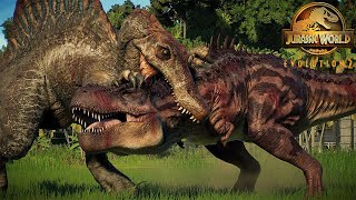 TARBOSAURUS VS SPINOSAURUS: Camp Cretaceous! | Jurassic World Evolution 2