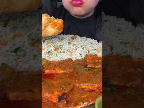 ASMR EATING PURI CHOLE,PANEER TIKKA MASALA,FRIED RICE