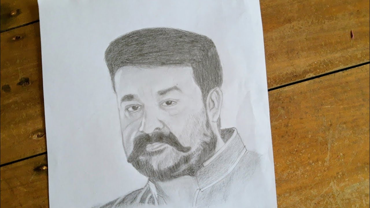 Mohanlal pencil drawing/easy face drawing/With Asla YouTube